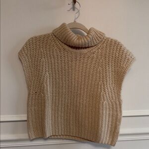 Sugarlips Chunky Knit Sleeveless Turtleneck Sweater - Cream